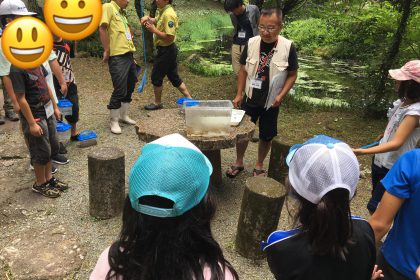 久住の沢水キャンプ場で環境省主催の「子どもパークレンジャー」がありました